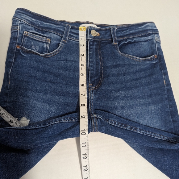 ZARA Ripped Frayed Hem Denim Jeans Adjustable Waistband Girls Size 13/14 - Picture 5 of 8